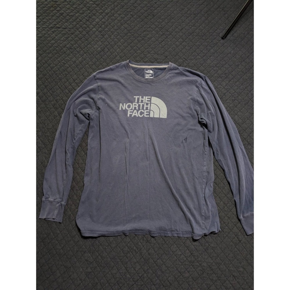 The North Face T-Shirt Half Dome Logo Mens XL Blue Classic Fit Long Sleeve